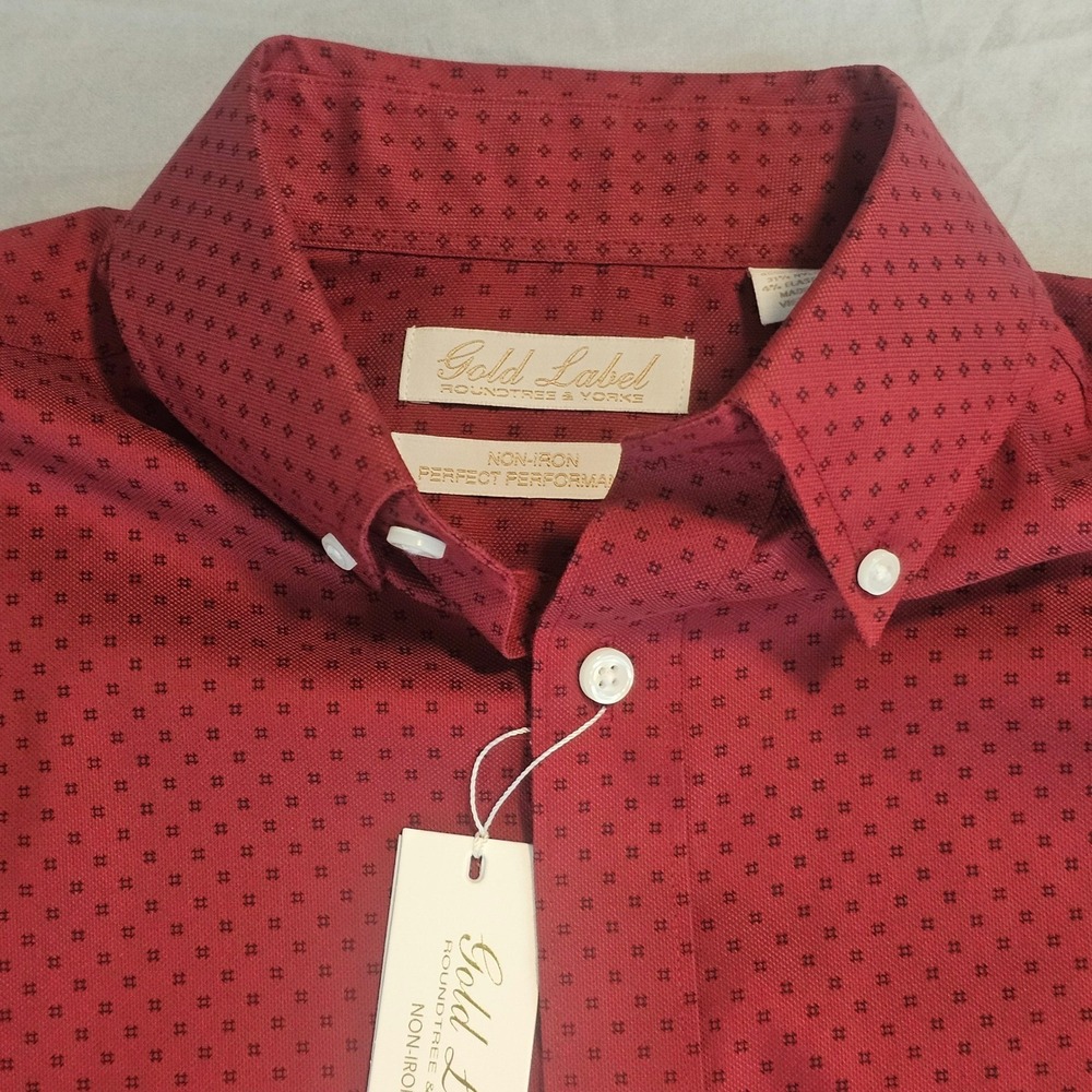 Roundtree & Yorke Small Gold Label Long Sleeve Dress Shirt Brick Color NWT L606